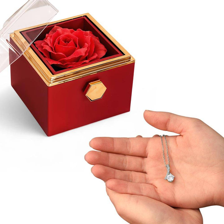 Timeless Beauty - Stainless Steel Necklace w/ Rotating Rose Gift Box
