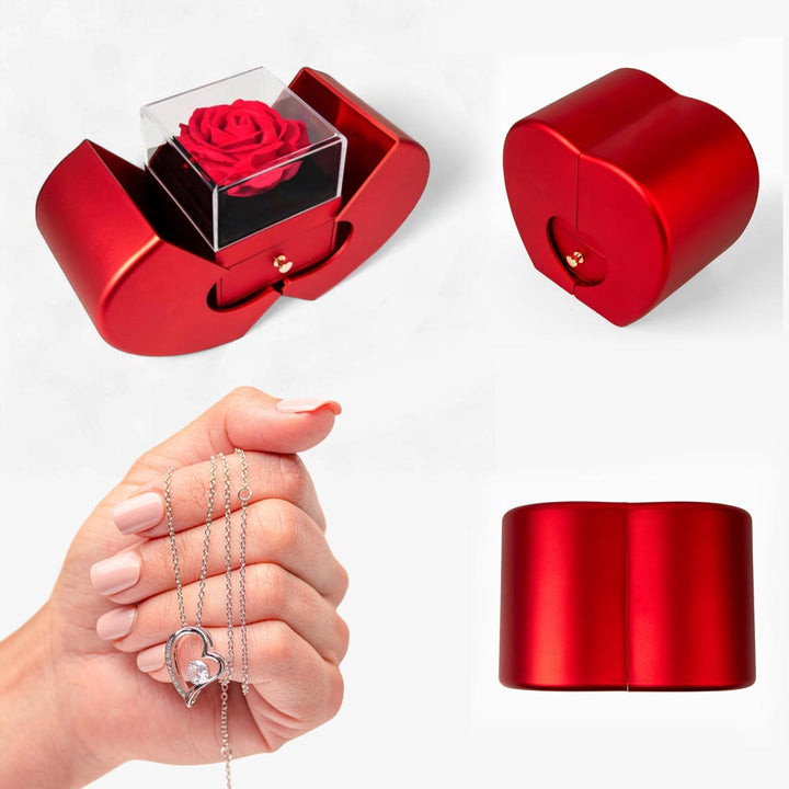 In My Heart - Stainless Steel Necklace W/ Heart Rose Gift Box