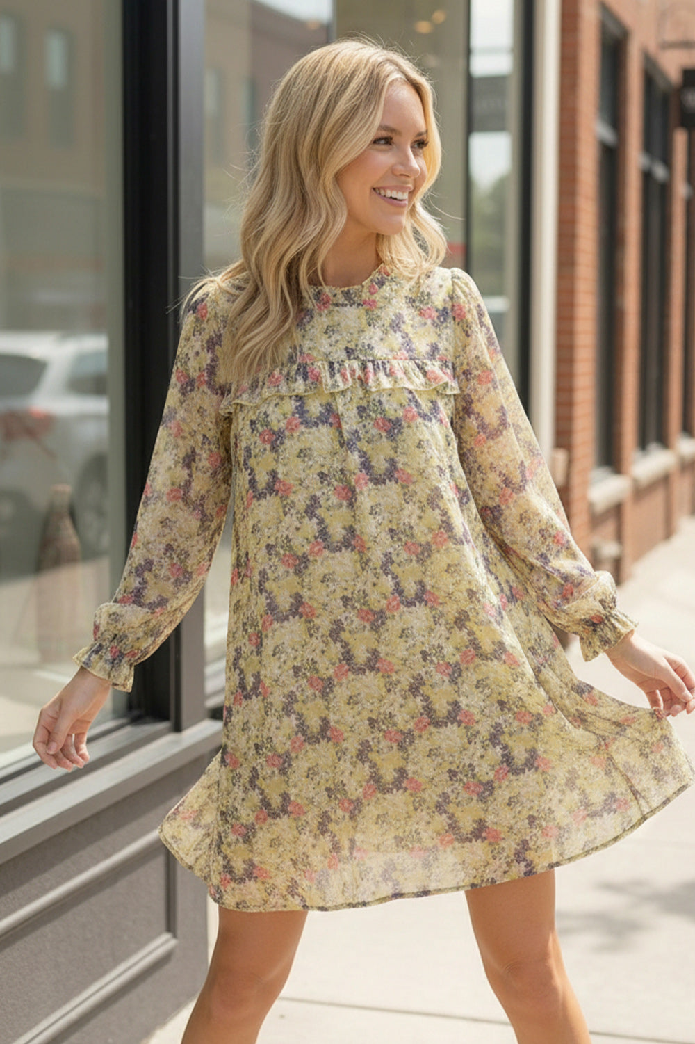 Honey Blossom Woven Lined Dress    Joy & Country