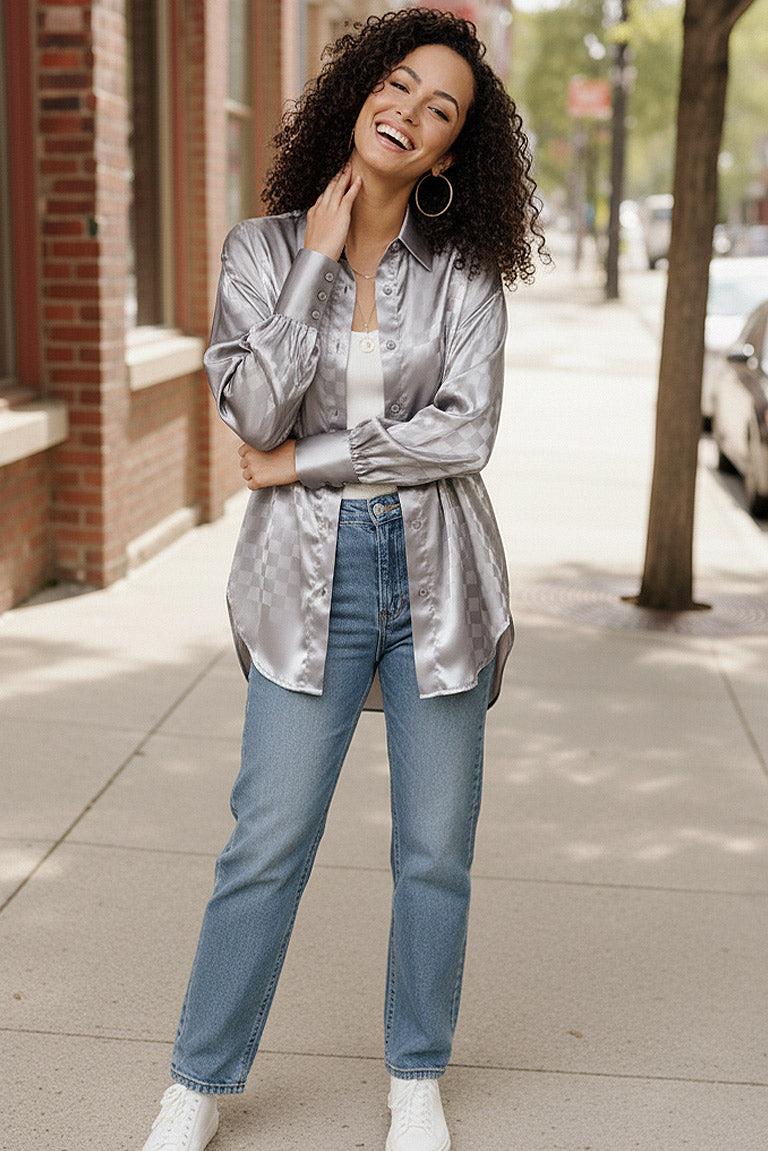 Downtown Glow Checkered Top    Joy & Country