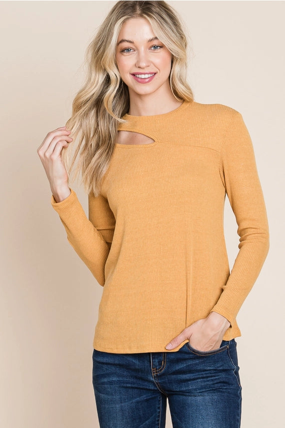 Hits The Spot - Ribbed Keyhole Top