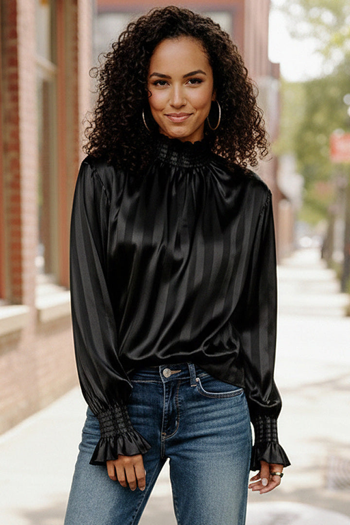 The Satin Scene High Neck Blouse    Joy & Country