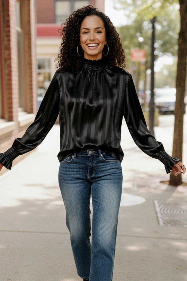 The Satin Scene High Neck Blouse    Joy & Country