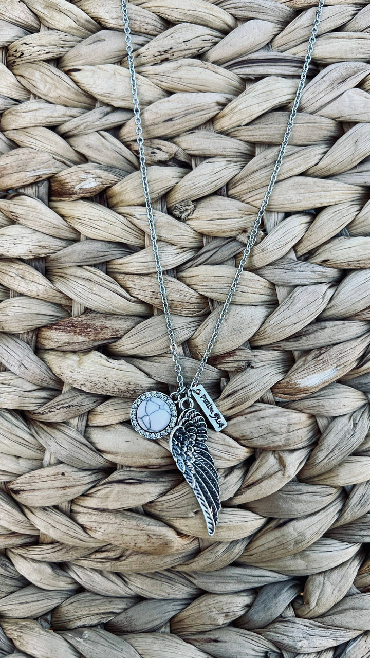 Psalm 91 Under His Feathers Stainless Steel Necklace