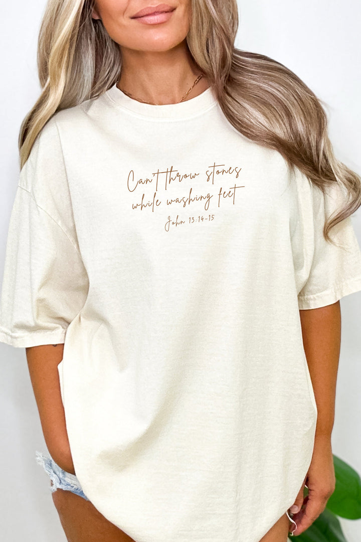 Can't Throw Stones While Washing Feet - Premium Unisex Heavyweight Crew-Neck T-shirt   T-Shirt Joy & Country