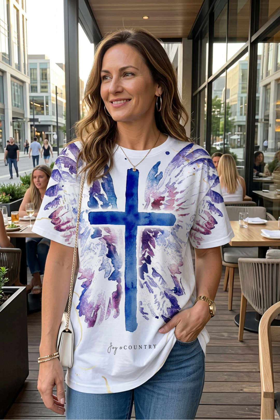 Covered By His Feathers Psalm 91:4 - Unisex Premium Crew-Neck Tee - JC Exclusive   T-Shirt Joy & Country