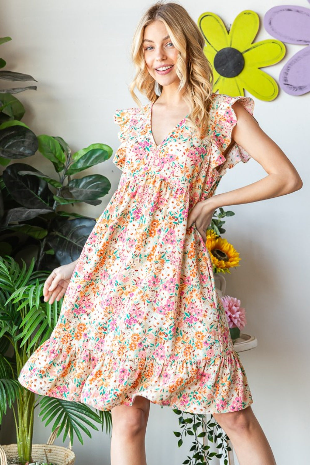 Follow Your Heart Floral Ruffled Dress - Joy & Country