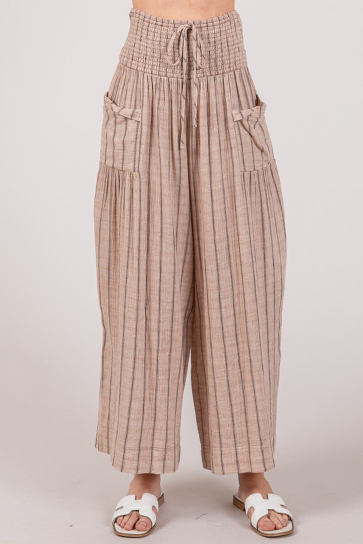 Cotton Gauze Stripe Pants