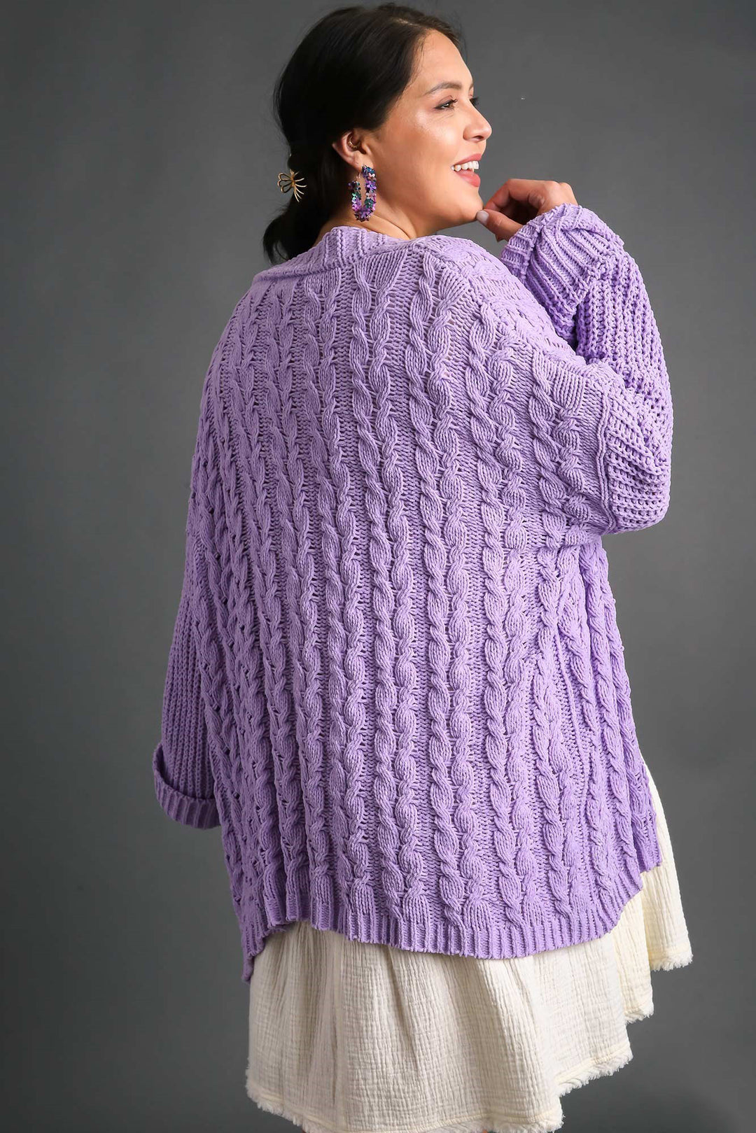 Lilac Beauty Cable-Knit Cardigan - Joy & Country