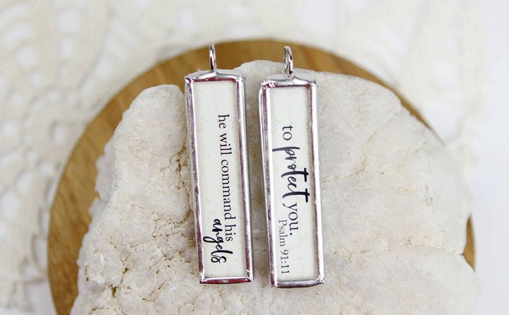 He Will Command His Angels To Protect You - 2-Sided Faith Scripture Charm Necklace - Psalm 91:11   Necklaces Joy & Country