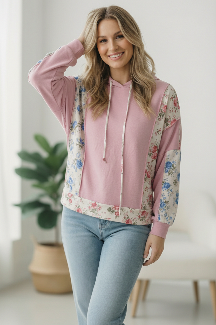 Blush Breeze Colorblock Hoodie   Shirts & Tops Joy & Country