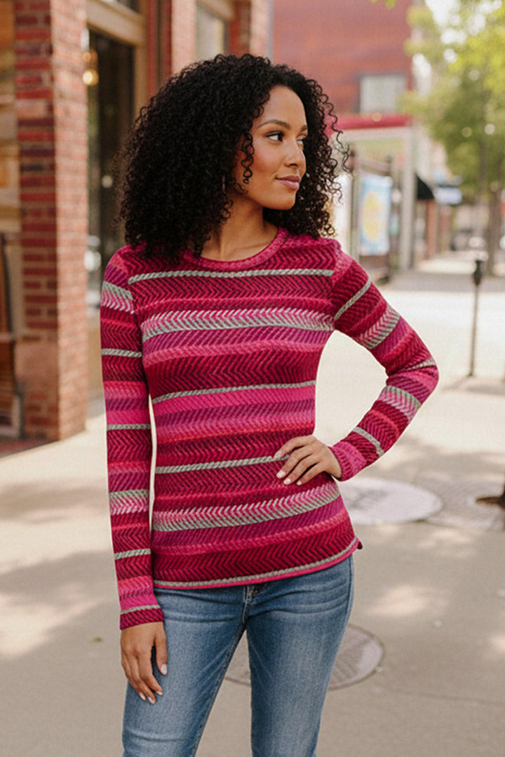 Magenta Muse Textured Long Sleeve Top   Shirts & Tops Joy & Country