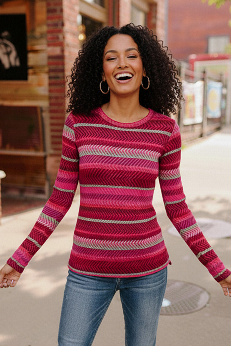 Magenta Muse Textured Long Sleeve Top   Shirts & Tops Joy & Country