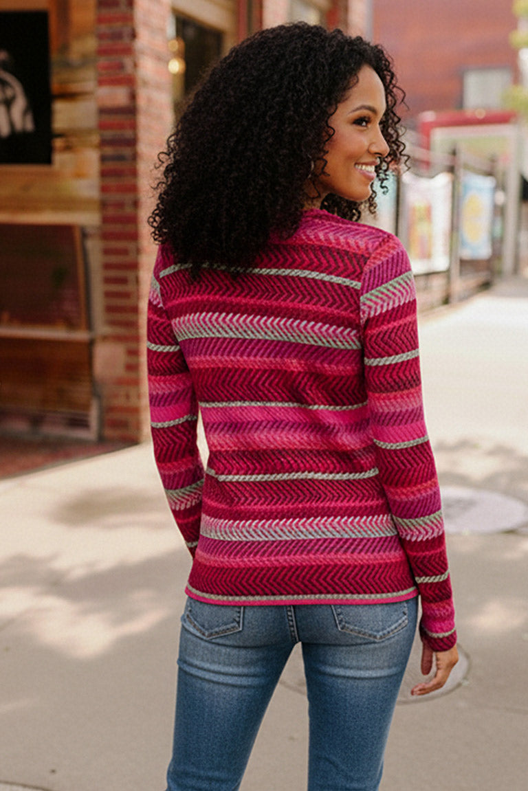 Magenta Muse Textured Long Sleeve Top   Shirts & Tops Joy & Country