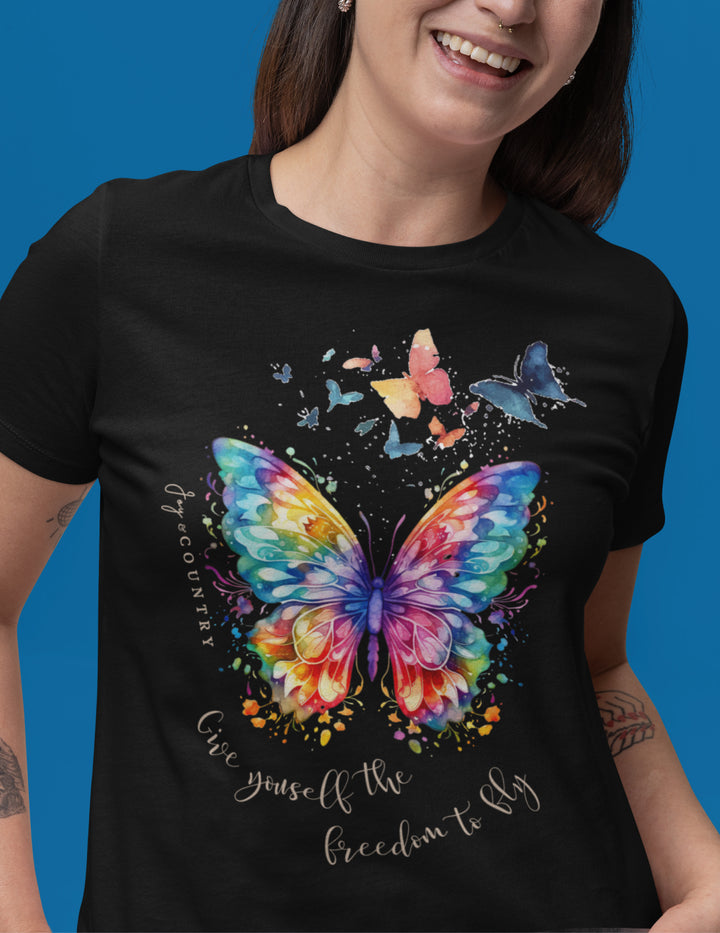 Give Yourself The Freedom To Fly - Butterflies - Unisex Crew-Neck Tee