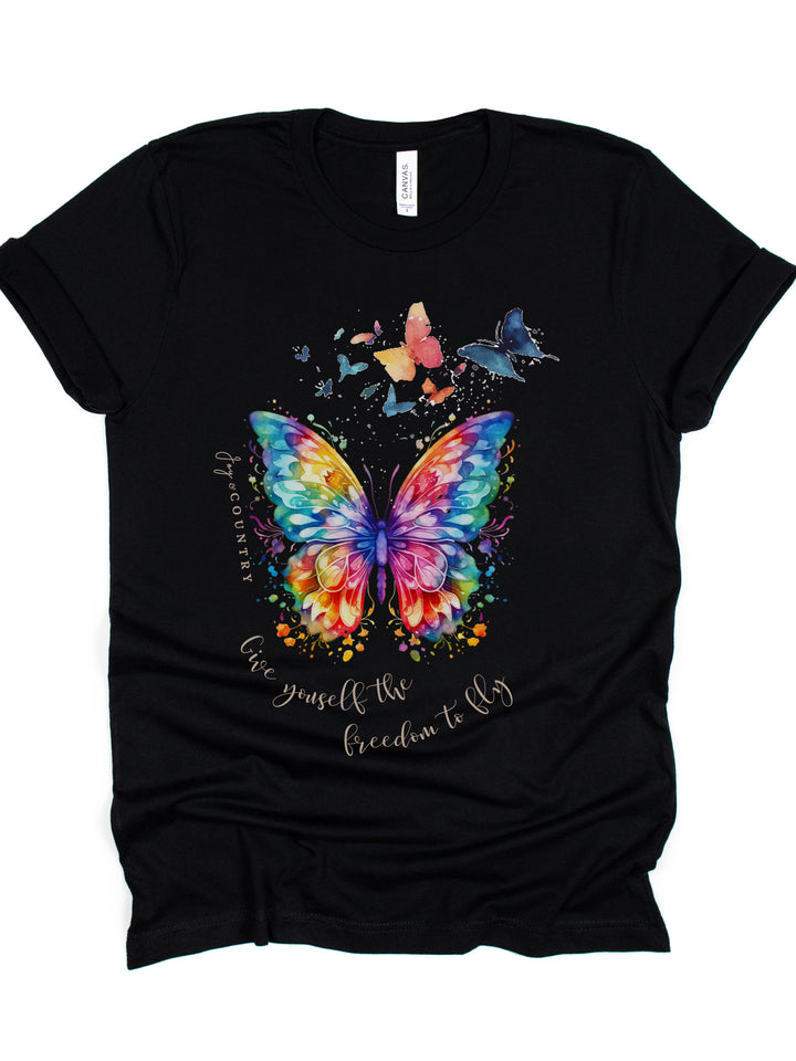 Give Yourself The Freedom To Fly - Butterflies - Unisex Crew-Neck Tee