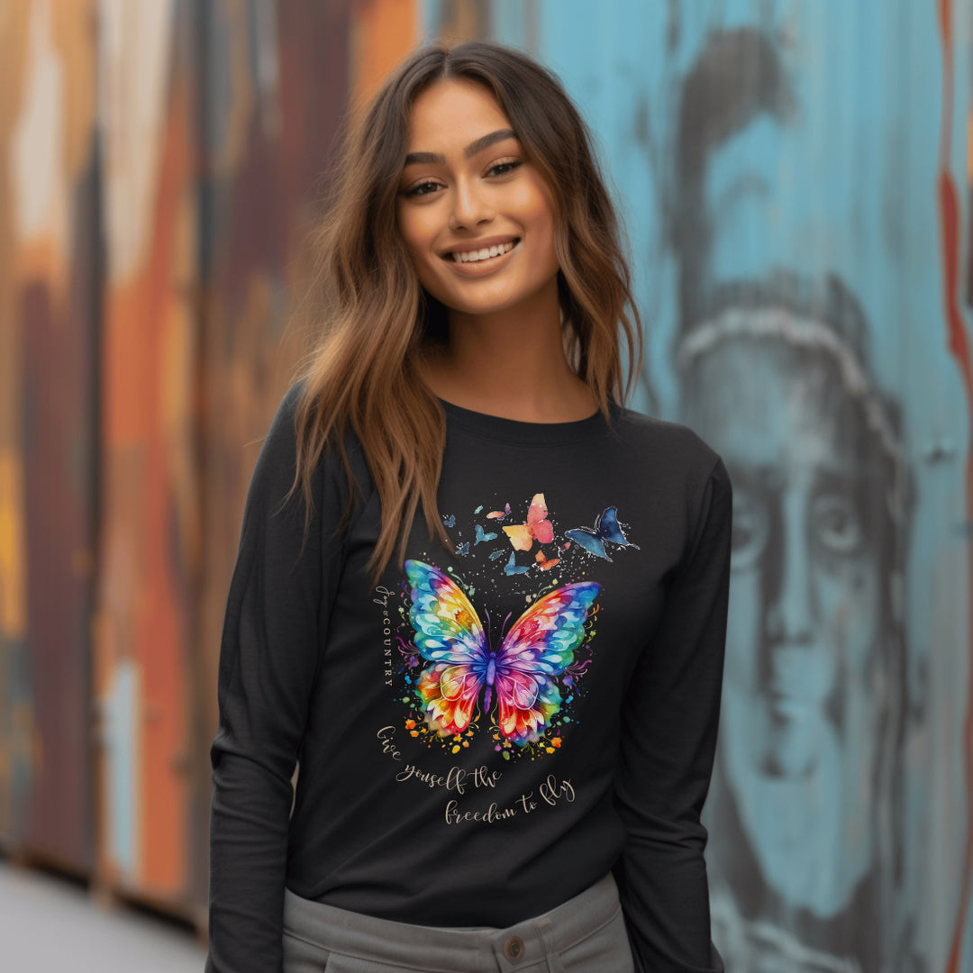 Give Yourself The Freedom To Fly Butterflies - Unisex Long Sleeve Tee