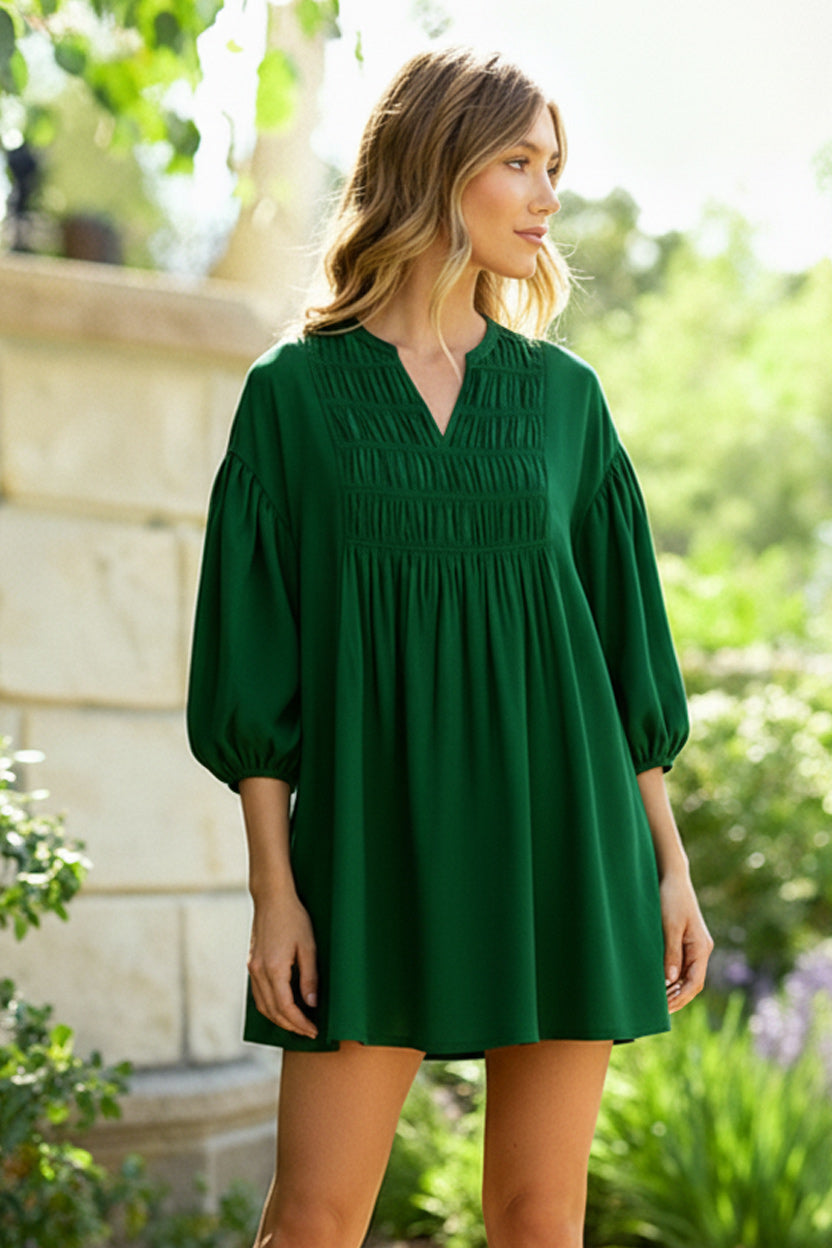Green with Envy Crepe Smocked Dress    Joy & Country