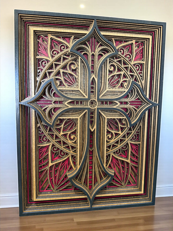 [PRE-ORDER] Handmade 3D 8-Layer Wooden Cross | Made in the USA [SHIPS IN 3-4 WEEKS]   Home Decor Joy & Country