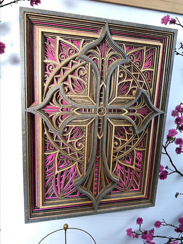 [PRE-ORDER] Handmade 3D 8-Layer Wooden Cross | Made in the USA [SHIPS IN 3-4 WEEKS]   Home Decor Joy & Country