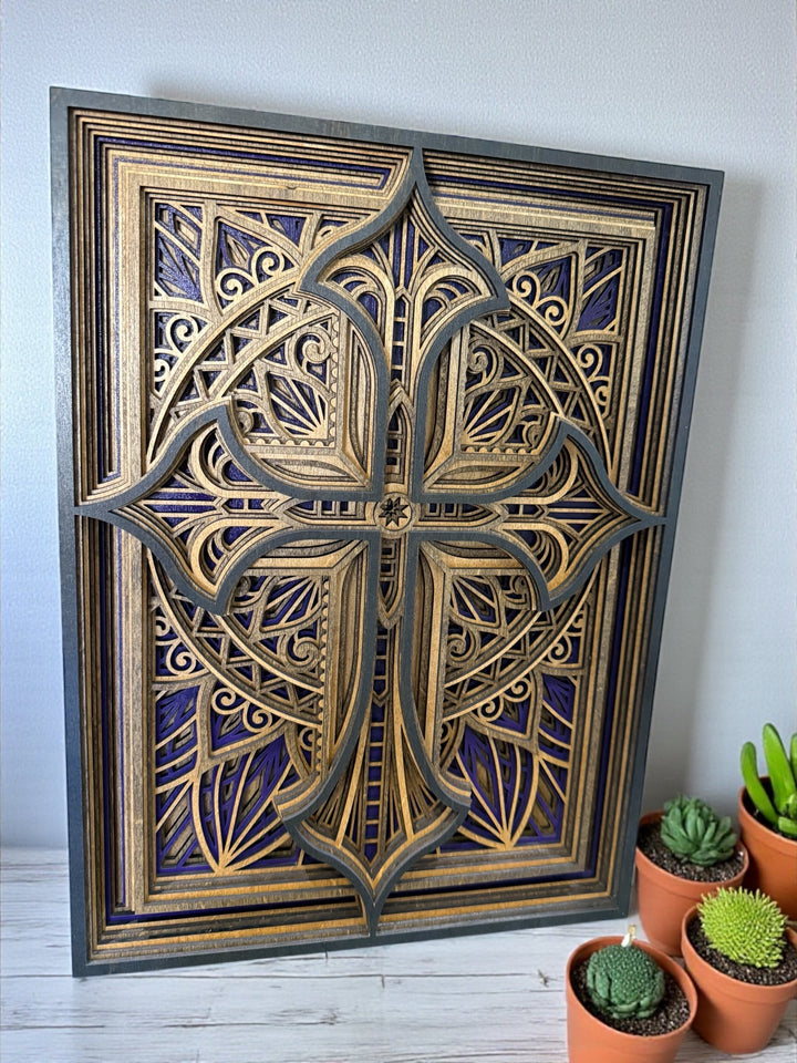 [PRE-ORDER] Handmade 3D 8-Layer Wooden Cross | Made in the USA [SHIPS IN 3-4 WEEKS]   Home Decor Joy & Country