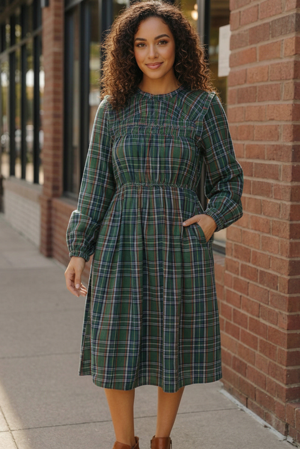 Cedar Lane Plaid Midi Dress    Joy & Country