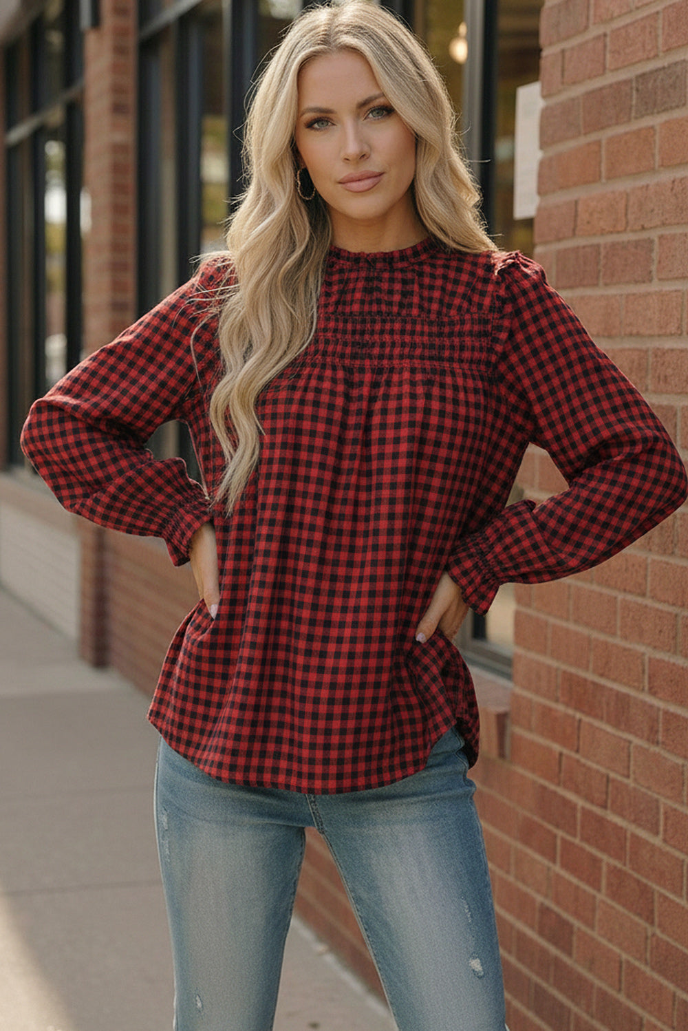 Wildwood Check Red Smock    Joy & Country
