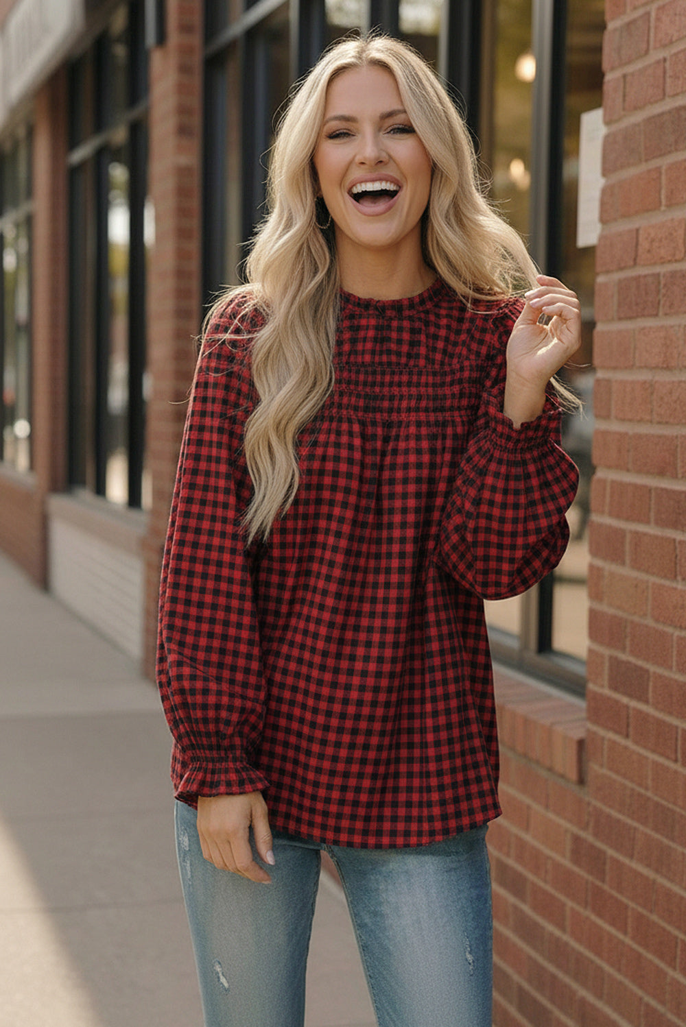 Wildwood Check Red Smock    Joy & Country