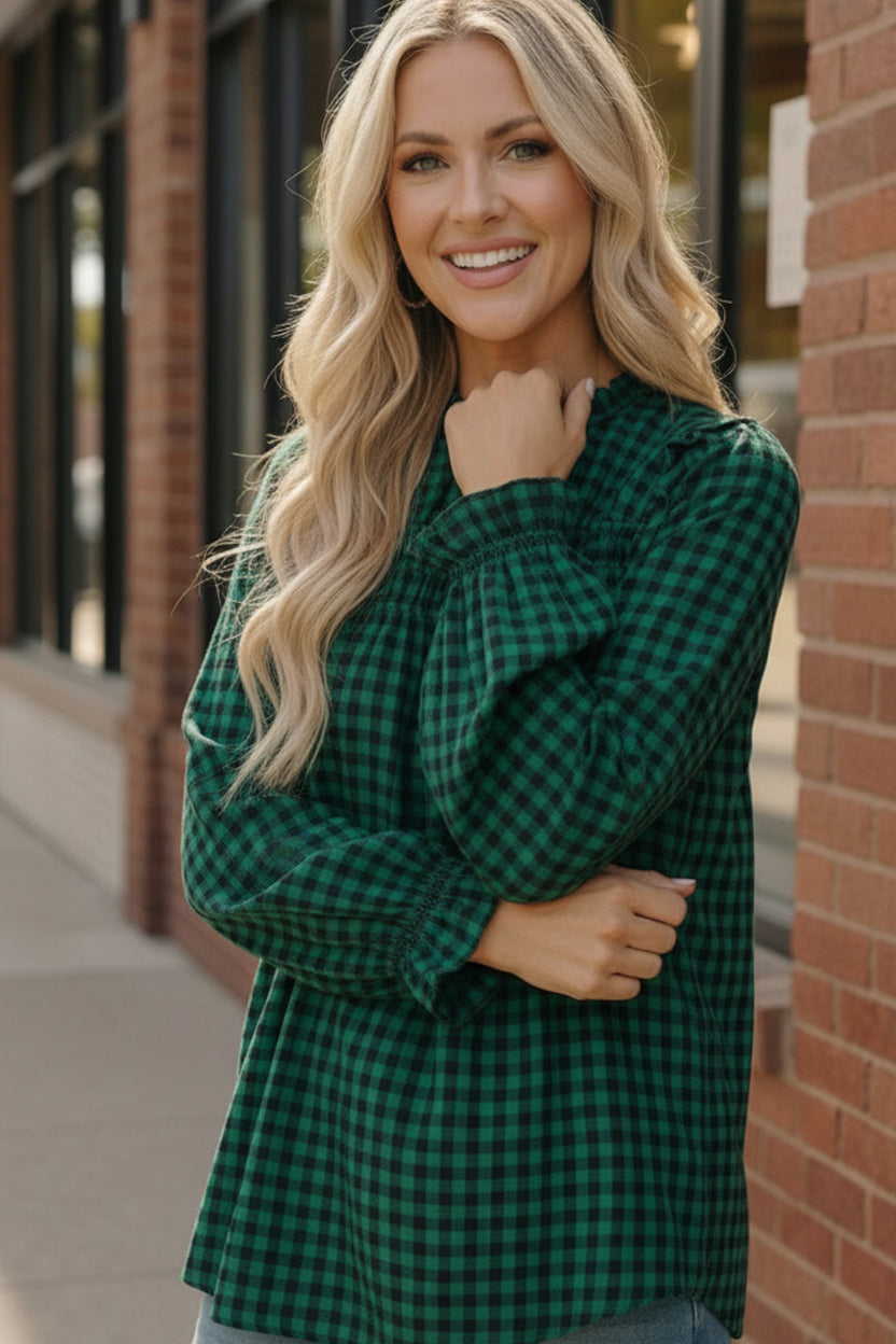 Wildwood Check Green Smock    Joy & Country