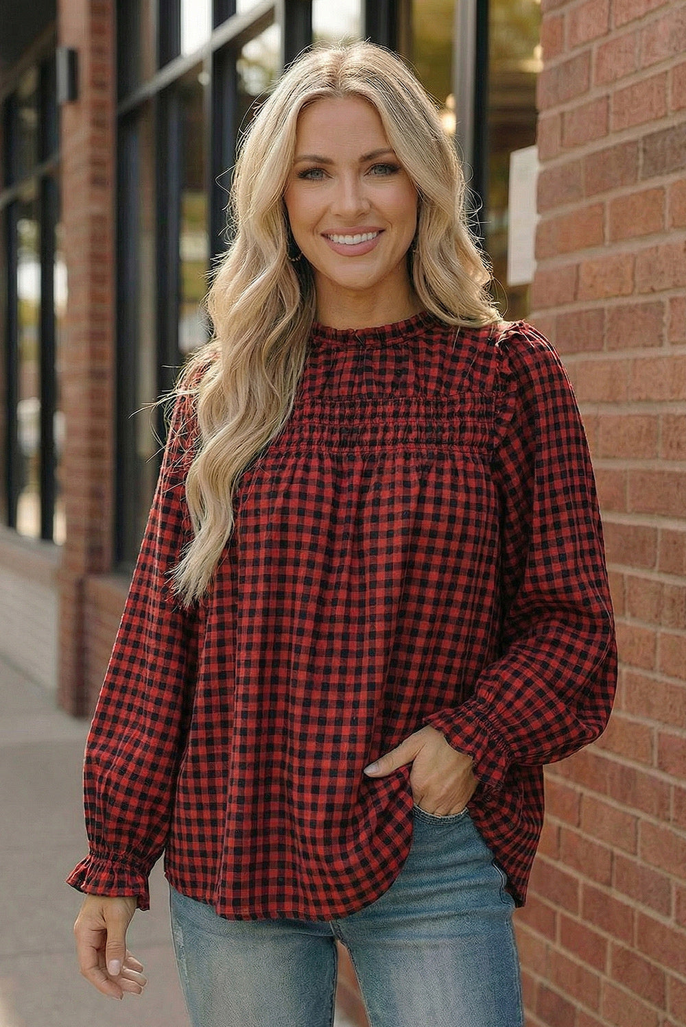 Wildwood Check Red Smock    Joy & Country