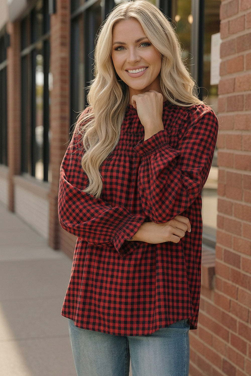 Wildwood Check Red Smock    Joy & Country