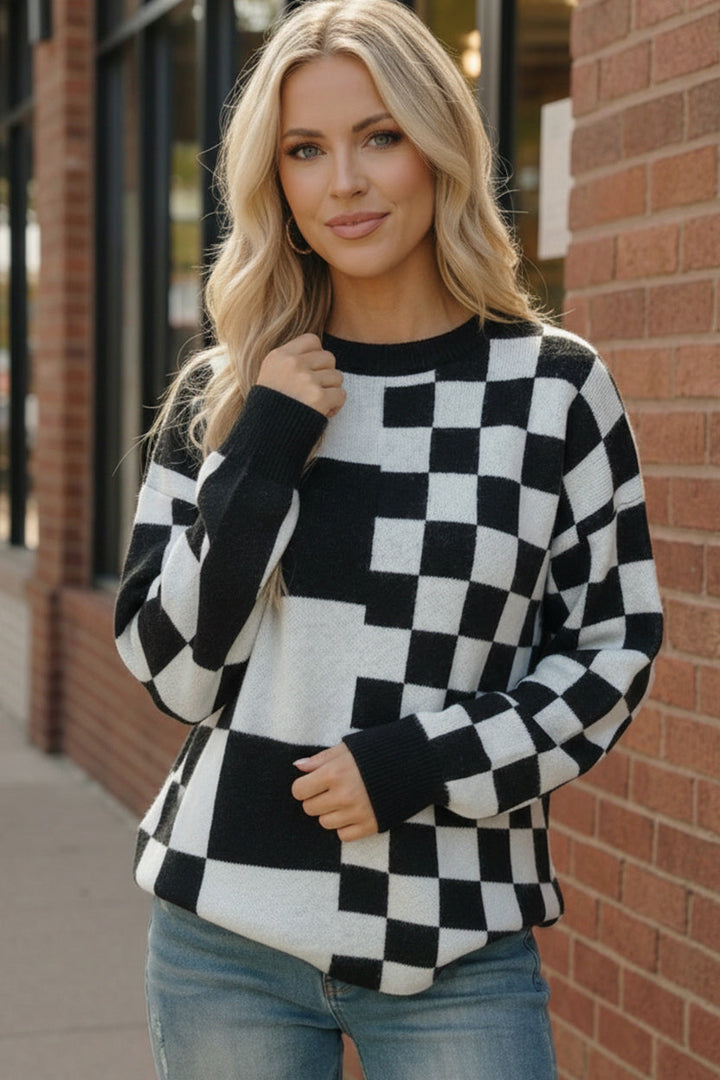Pixel Perfect Black and White Pullover    Joy & Country