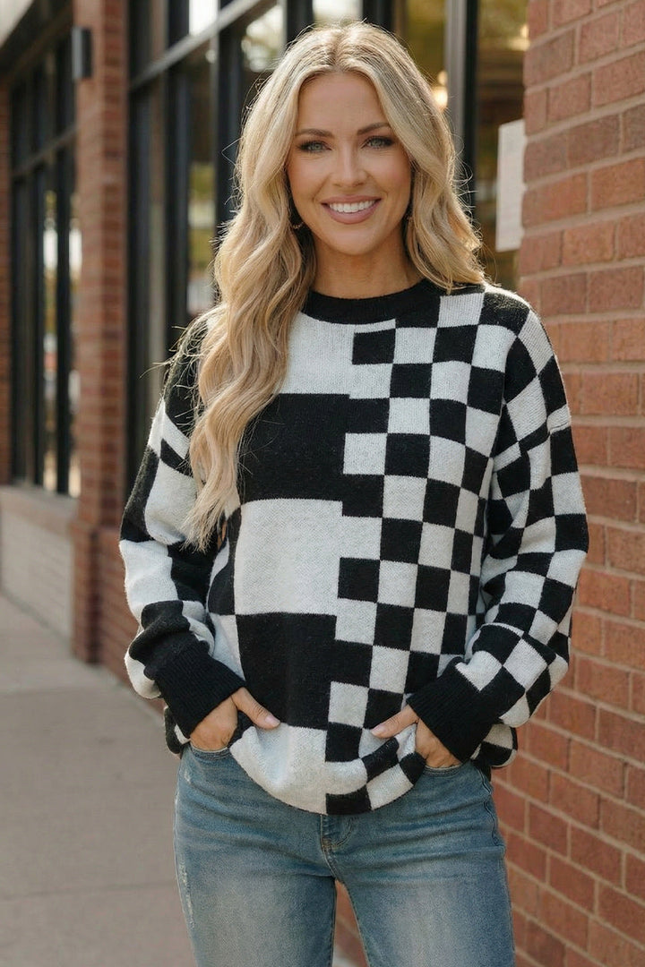 Pixel Perfect Black and White Pullover    Joy & Country