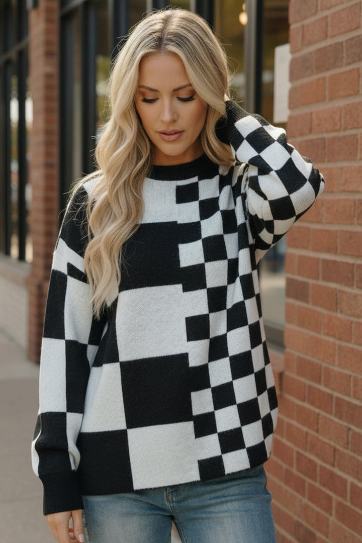 Pixel Perfect Black and White Pullover    Joy & Country