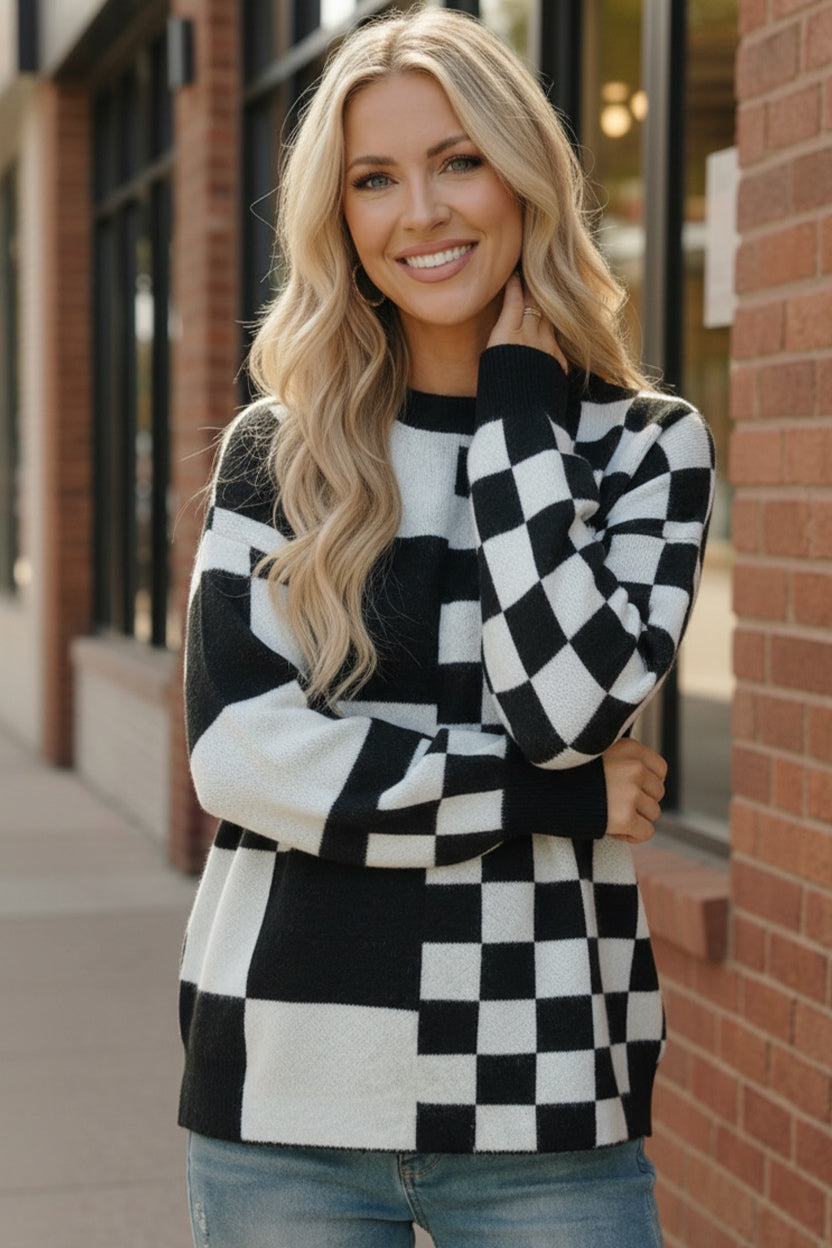 Pixel Perfect Black and White Pullover    Joy & Country