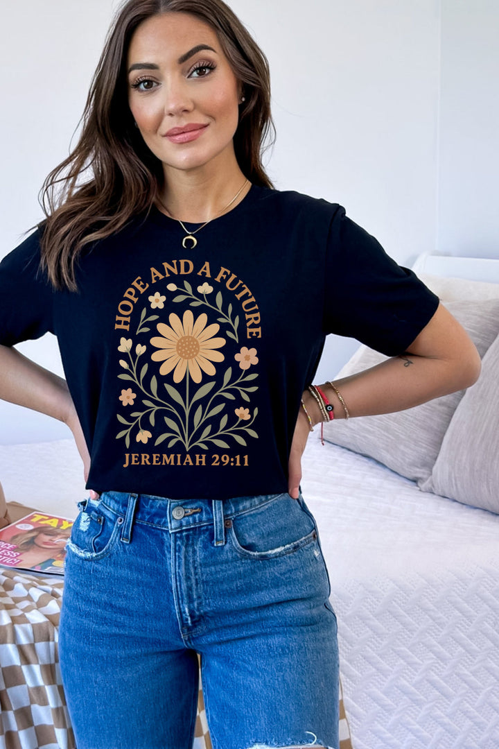 Hope And A Future Floral Arch Jeremiah 29:11 - Unisex Crew-Neck Tee   T-Shirt Joy & Country