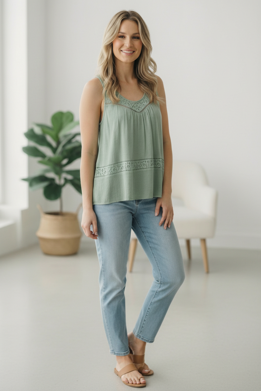 Sage & Sweet Lace Tank Top    Joy & Country