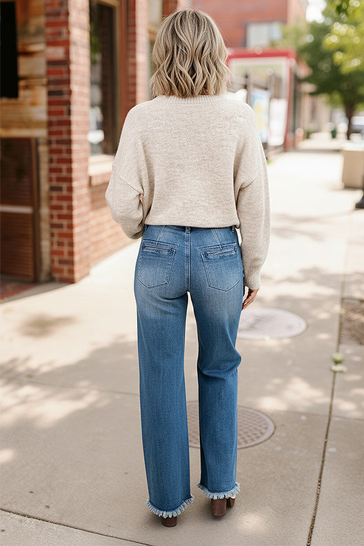 Buttoned Up & Flared Denim Jeans    Joy & Country
