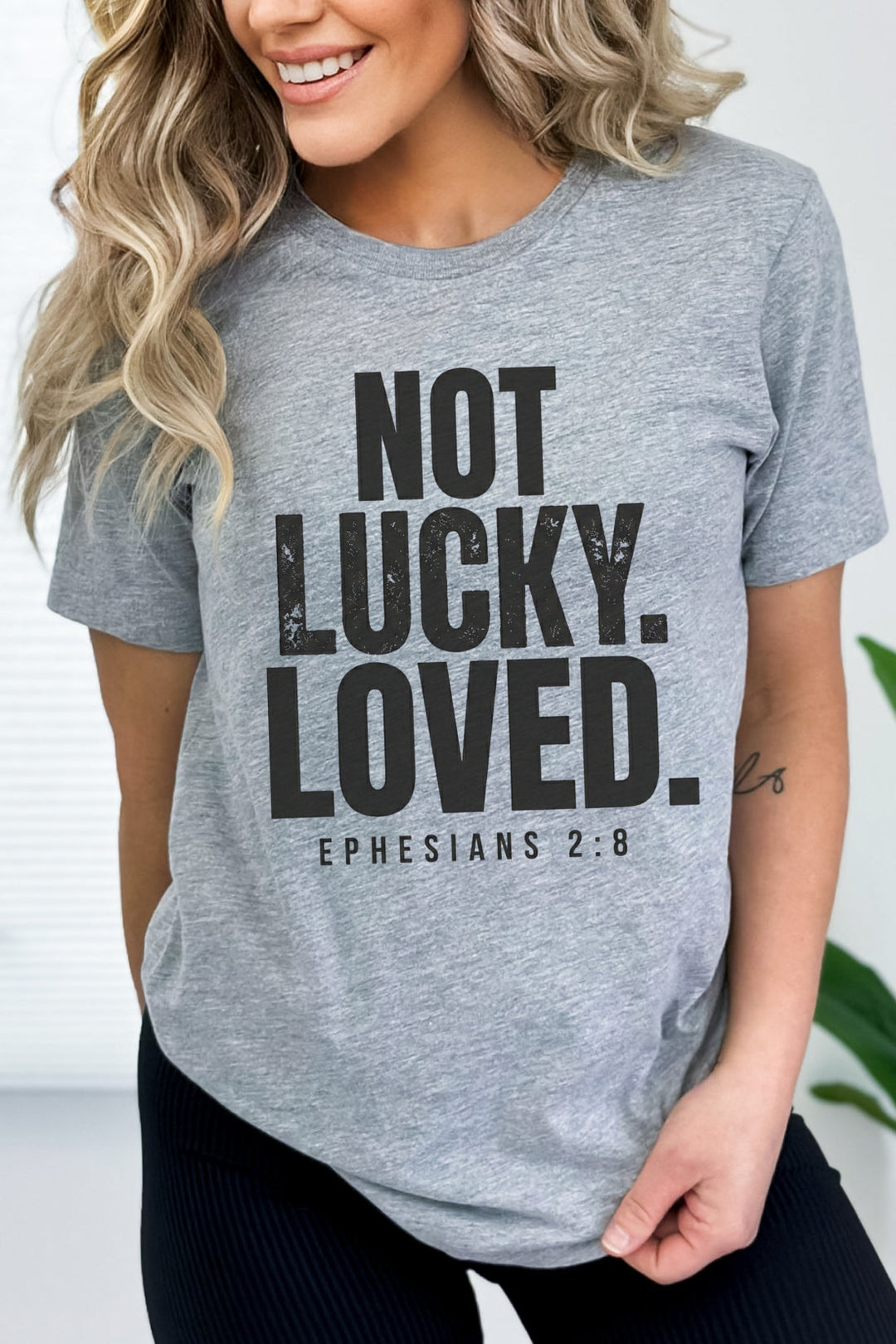 Not Lucky. Loved. - Unisex Crew-Neck Tee   T-Shirt Joy & Country
