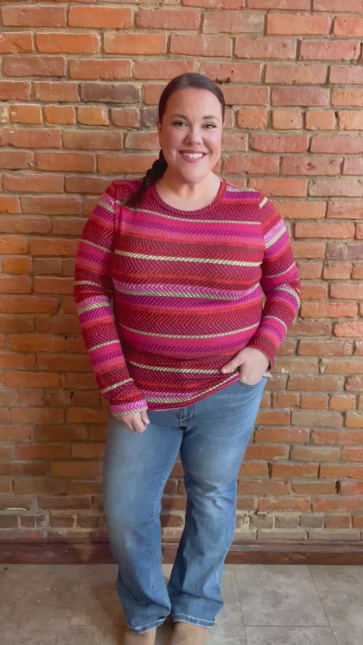 Magenta Muse Textured Long Sleeve Top