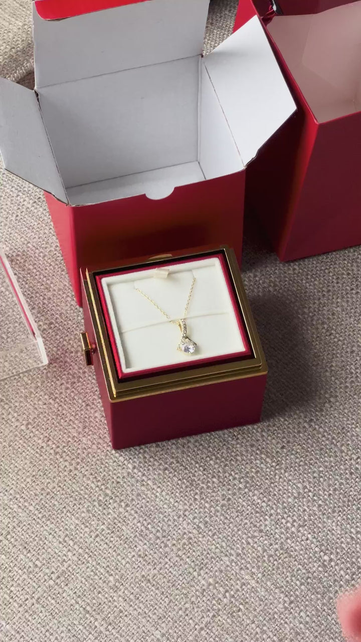 Timeless Beauty - Stainless Steel Necklace w/ Rotating Rose Gift Box