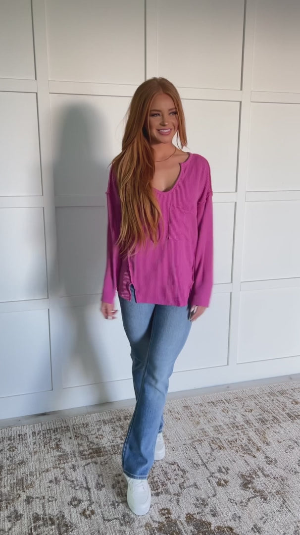 You Can Handle It Ribbed Top - Magenta