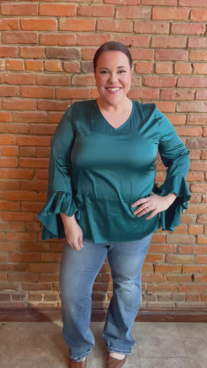 Midnight Teal Luxe Satin Top