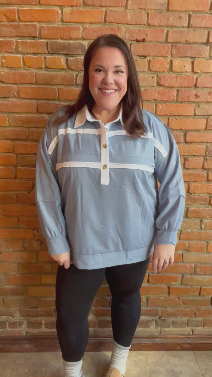 Academia Charm Slate Blue Polo