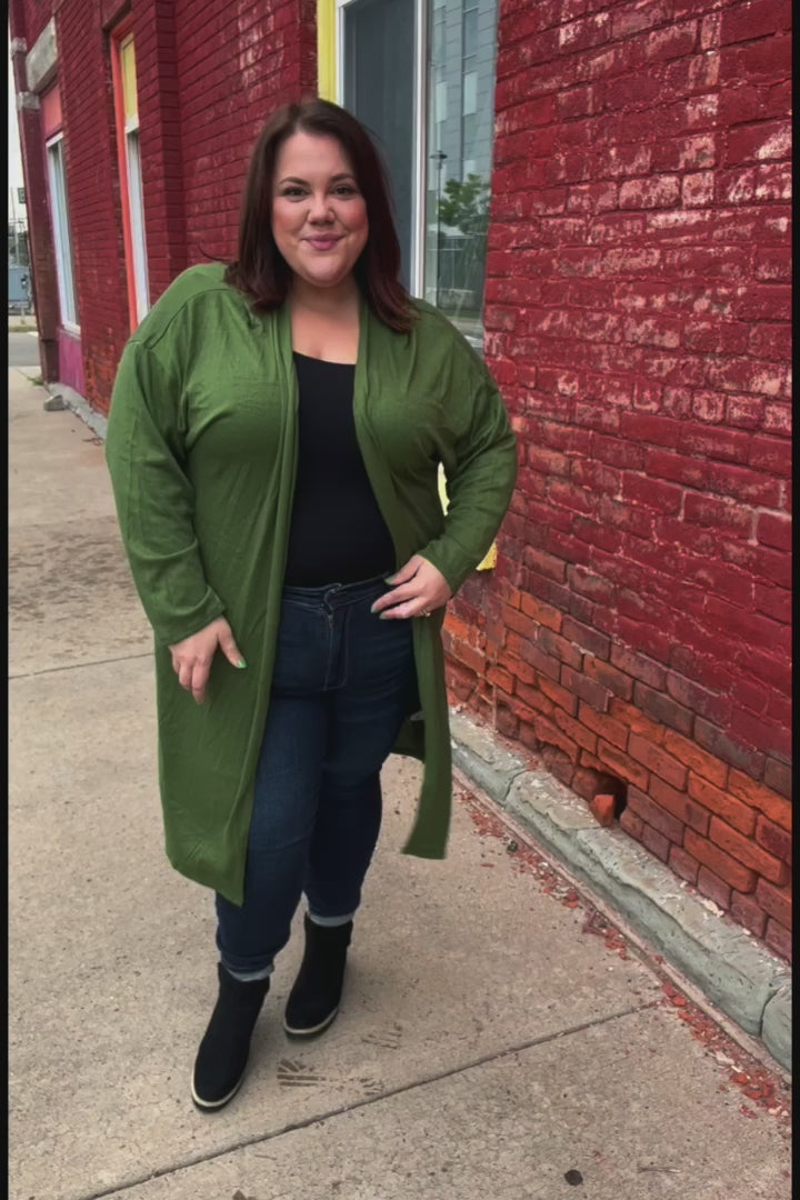 Cozy On The Go - Soft Cardigan - Olive