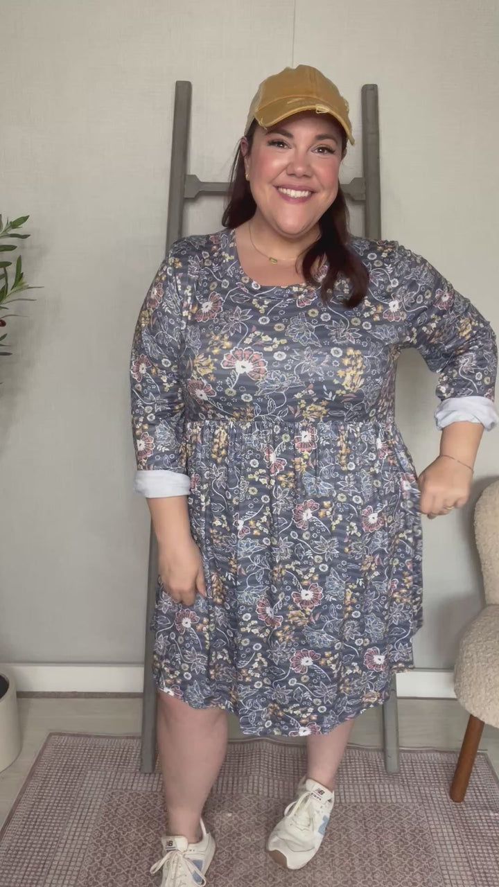 Charcoal Dreams Babydoll Swing Dress