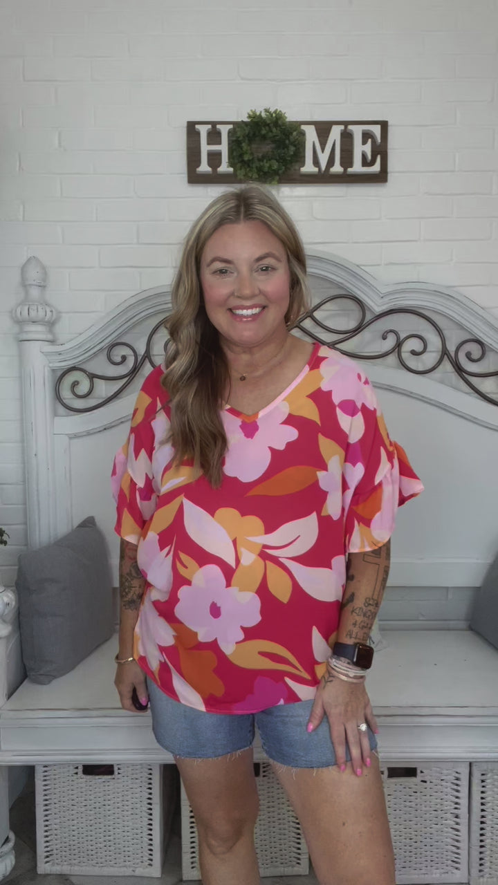 Vacation Ready - Floral Dolman Blouse
