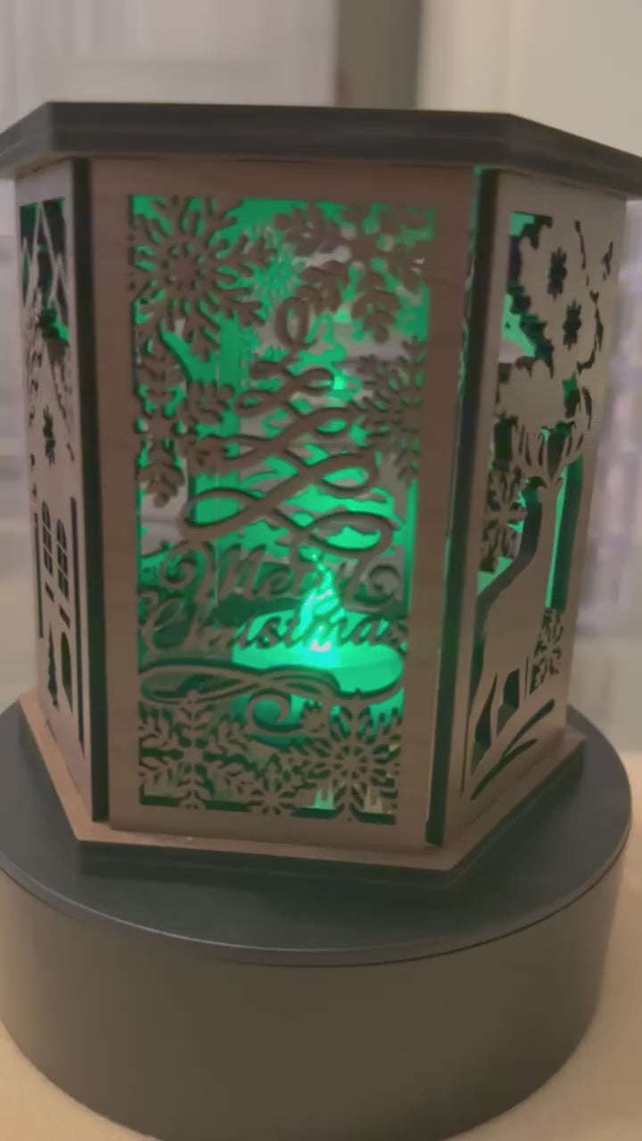 [PRE-ORDER] Handmade 3D Christmas Scenes Wooden Lantern W/ Tea Light | Made in the USA [SHIPS IN 1-2 WEEKS]