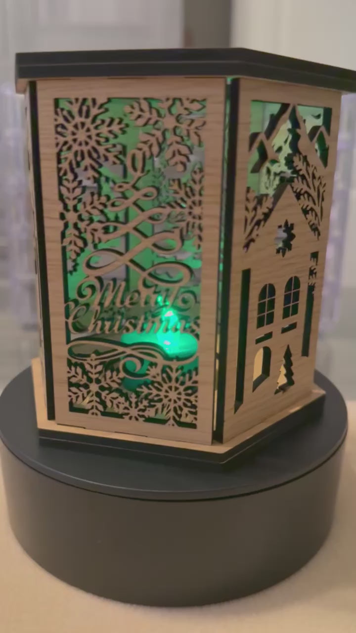 [PRE-ORDER] Handmade 3D Christmas Scenes Wooden Lantern W/ Tea Light | Made in the USA [SHIPS IN 1-2 WEEKS]