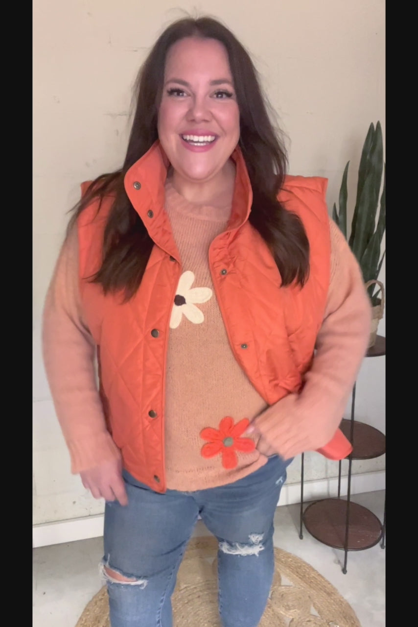 Fall Ready Snap-Button Quilted Puffer Vest